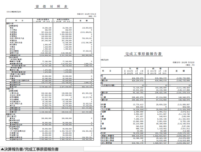 決算報告書画面